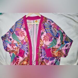 Farm Rio - Pink Macaw Scarf Ecovero Viscose Cardigan